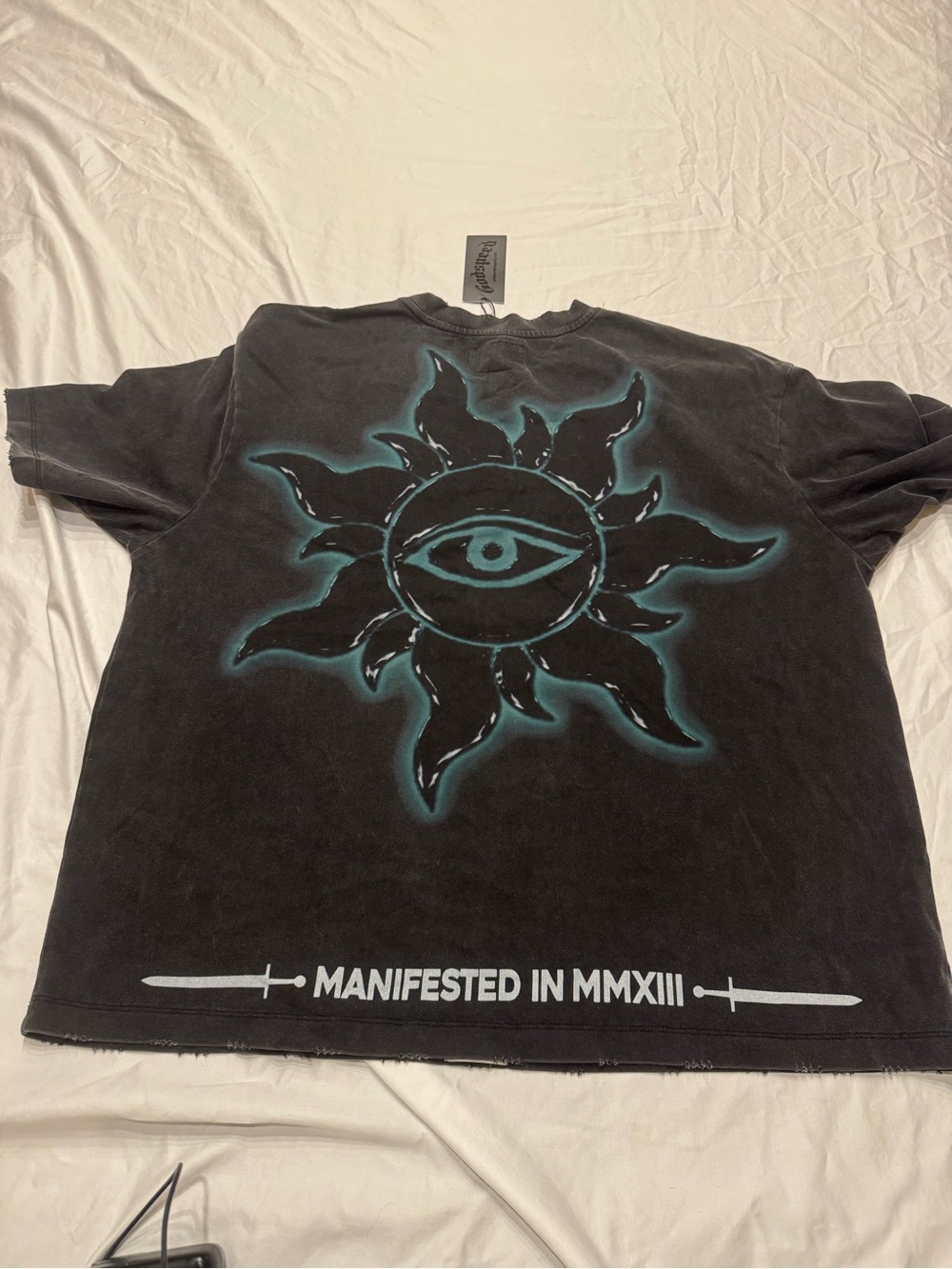 Godspeed Skull Military Graphic Tee NWT Oversized Washed Black Streetwear XL XXL - Picture 2 of 10